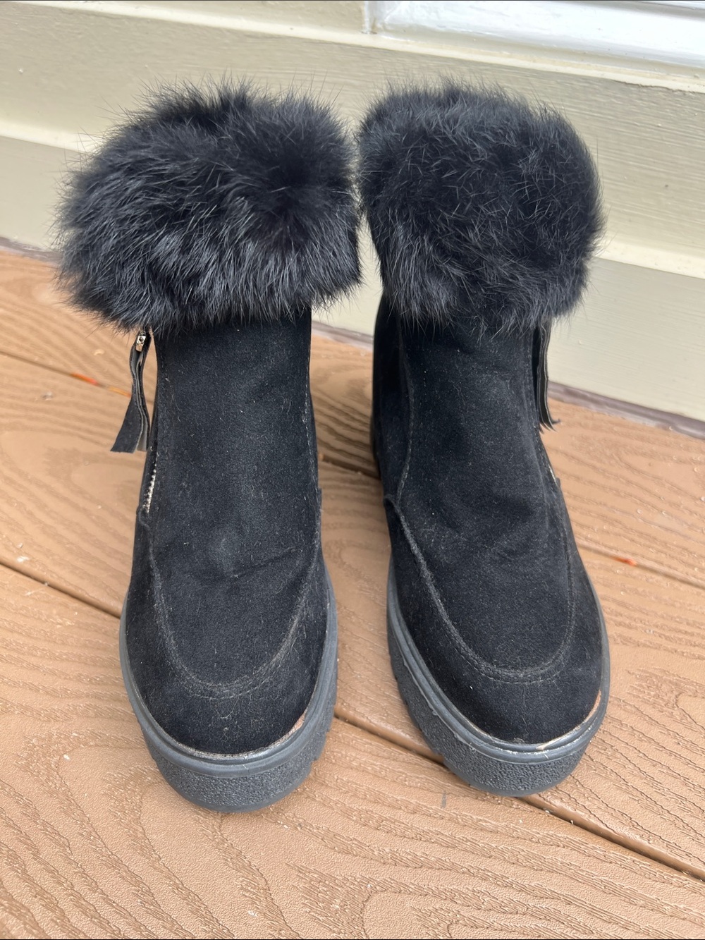 Source Unknown Black Faux-Fur Zip Ankle Winter Boots - Picture 3 of 9
